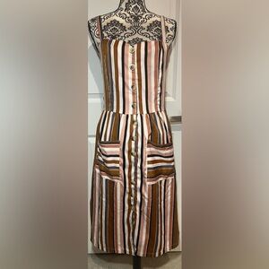 Song of Style Brown and Pink Striped Midi Dress